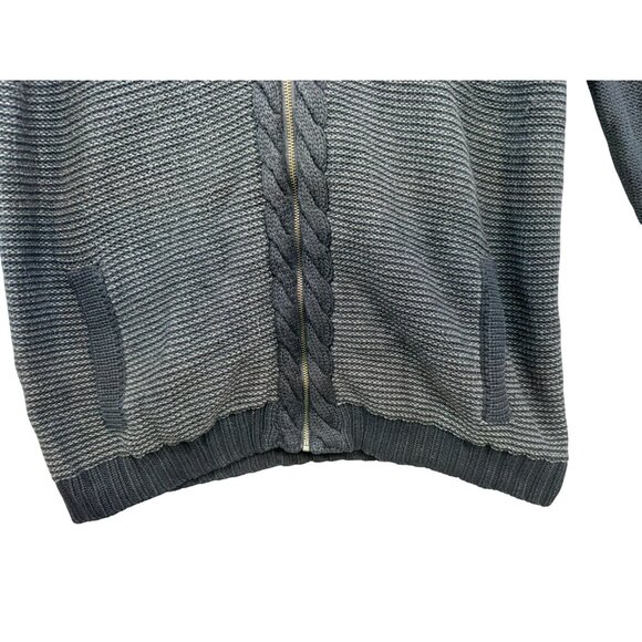 Calvin Klein Mens Full-Zip Knit Design Sweater XL Gray & Dark Gray Ribbed Colla - Picture 4 of 13